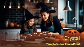  Presentation with mother child - PPT theme consisting of mother-and-her-daughter-having background and a tawny brown colored foreground