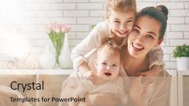  Presentation with children playing - Colorful theme enhanced with mother and her daughters children backdrop and a coral colored foreground