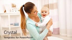  Presentation with mother baby - Slides with mother and her little baby background and a  colored foreground
