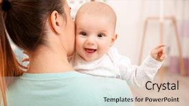  Presentation with mother feeding baby breast milk - Cool new slides with mother and her little baby backdrop and a lemonade colored foreground