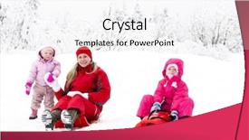  Presentation with snow - Beautiful slide set featuring mother and her little daughters backdrop and a  colored foreground