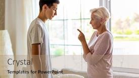  Presentation with indian mother son - PPT theme enhanced with mother-and-her-son-arguing background and a coral colored foreground