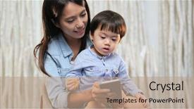  Presentation with father son and looking - Cool new presentation design with mother and her son looking backdrop and a  colored foreground