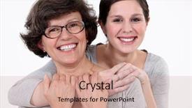  Presentation with teenage abstract - PPT theme with mother and her teenage daughter background and a coral colored foreground