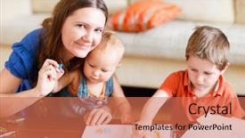  Presentation with daycare - Slides featuring mother and her two kids background and a coral colored foreground