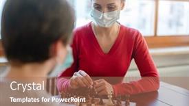  Presentation with coronavirus - Presentation theme enhanced with mother-and-kid-during-coronavirus background and a coral colored foreground