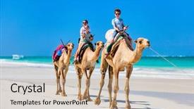  Presentation with white sand - Cool new presentation with mother and kids riding camel backdrop and a coral colored foreground