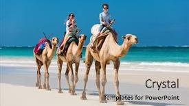  Presentation with summer camp diverse kids - Audience pleasing PPT layouts consisting of mother and kids riding camel backdrop and a soft green colored foreground