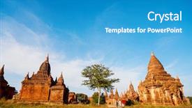  Presentation with ancient temples - Audience pleasing slide set consisting of mother and kids visiting ancient backdrop and a teal colored foreground