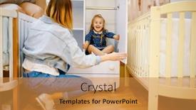  Presentation with hide - Beautiful PPT theme featuring mother-and-little-daughter-play backdrop and a gold colored foreground