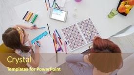  Presentation with artwork - Cool new PPT theme with mother-and-little-daughter-playing backdrop and a tawny brown colored foreground