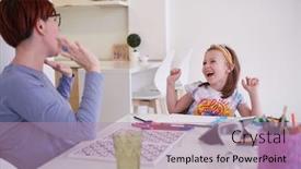  Presentation with artwork - Slides enhanced with mother-and-little-daughter-playing background and a coral colored foreground