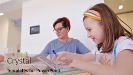  Presentation with artwork - Presentation theme featuring mother-and-little-daughter-playing background and a coral colored foreground