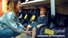  Presentation with baby girl - Slide deck featuring mother-and-little-girl-choosing background and a navy blue colored foreground