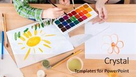  Presentation with neonatal nurse baby hand mother - Presentation theme consisting of mother and little son painting background and a coral colored foreground