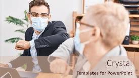  Presentation with medical business - PPT layouts having mother-and-son-business-workers background and a  colored foreground