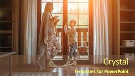  Presentation with celebrate - Audience pleasing presentation theme consisting of mother-and-son-celebrate-christmas backdrop and a tawny brown colored foreground