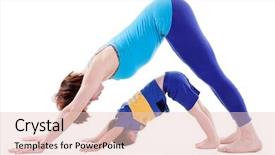  Presentation with mother doing yoga kids - Colorful presentation theme enhanced with mother and son doing yoga backdrop and a lemonade colored foreground
