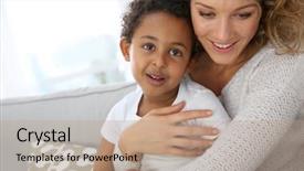  Presentation with indian mother son - Colorful presentation theme enhanced with faqs customer service icon concept backdrop and a  colored foreground.