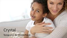  Presentation with mother son flowers - Presentation design consisting of mother and son embracing each background and a coral colored foreground