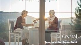  Presentation with tea - Presentation theme having mother-and-son-enjoying-drinking background and a gray colored foreground