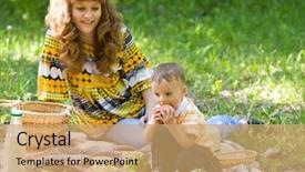  Presentation with indian mother son - Beautiful presentation design featuring mother and son have lunch backdrop and a  colored foreground