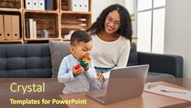  Presentation with indian mother son - Presentation featuring mother-and-son-having-educational background and a coral colored foreground