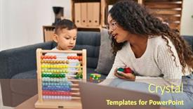  Presentation with mother son flowers - Slide deck having mother-and-son-having-educational background and a coral colored foreground