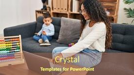  Presentation with educational - PPT layouts enhanced with mother-and-son-having-educational background and a coral colored foreground