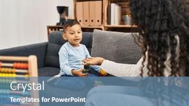  Presentation with educational - Slide set consisting of mother-and-son-having-educational background and a seafoam green colored foreground