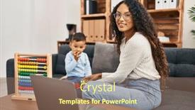  Presentation with educational - Presentation theme featuring mother-and-son-having-educational background and a coral colored foreground