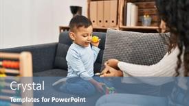  Presentation with indian mother son - Presentation design with mother-and-son-having-educational background and a ocean colored foreground