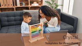  Presentation with mother son flowers - Slides consisting of mother-and-son-having-educational background and a coral colored foreground