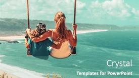  Presentation with family tourism - Presentation featuring mother-and-son-having-fun background and a seafoam green colored foreground