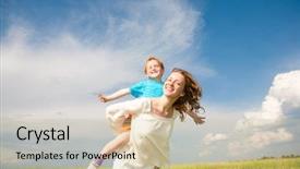  Presentation with mom - PPT layouts consisting of mother and son having fun background and a mint green colored foreground