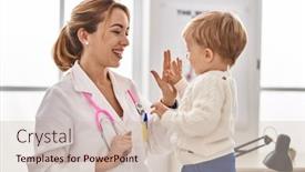  Presentation with pediatrician - Slides featuring mother-and-son-having-pediatrician background and a soft green colored foreground