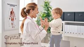  Presentation with pediatrician - Theme consisting of mother-and-son-having-pediatrician background and a soft green colored foreground