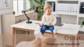  Presentation with pediatrician - Slides consisting of mother-and-son-having-pediatrician background and a coral colored foreground