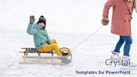  Presentation with snow day - Slide deck featuring mother-and-son-having background and a sky blue colored foreground