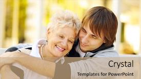  Presentation with indian mother son - Colorful PPT theme enhanced with mother and son having backdrop and a coral colored foreground