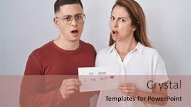  Presentation with mom - Presentation design featuring mother-and-son-holding background and a coral colored foreground