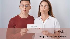  Presentation with mom - Slide set featuring mother-and-son-holding background and a coral colored foreground