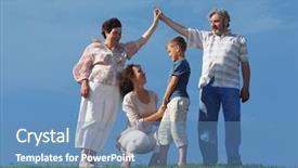  Presentation with grandparents - Colorful PPT layouts enhanced with heir - mother and son holding backdrop and a teal colored foreground