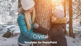  Presentation with winter forest - Amazing presentation theme having mother-and-son-in-forest backdrop and a tawny brown colored foreground