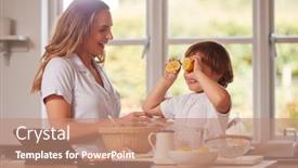  Presentation with recipe - Colorful slide deck enhanced with mother-and-son-in-pyjamas backdrop and a coral colored foreground