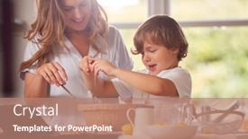  Presentation with recipe - Theme having mother-and-son-in-pyjamas background and a coral colored foreground