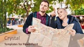  Presentation with city map - Slide deck featuring mother-and-son-looking-city background and a lemonade colored foreground