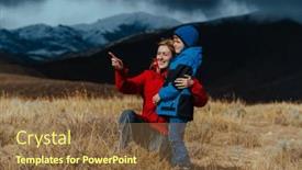  Presentation with mountains - PPT theme featuring mother-and-son-looking-out background and a tawny brown colored foreground