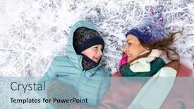  Presentation with frozen - Presentation theme having mother-and-son-lying-down background and a light blue colored foreground