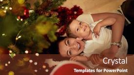  Presentation with family tree - PPT theme enhanced with mother-and-son-lying background and a tawny brown colored foreground